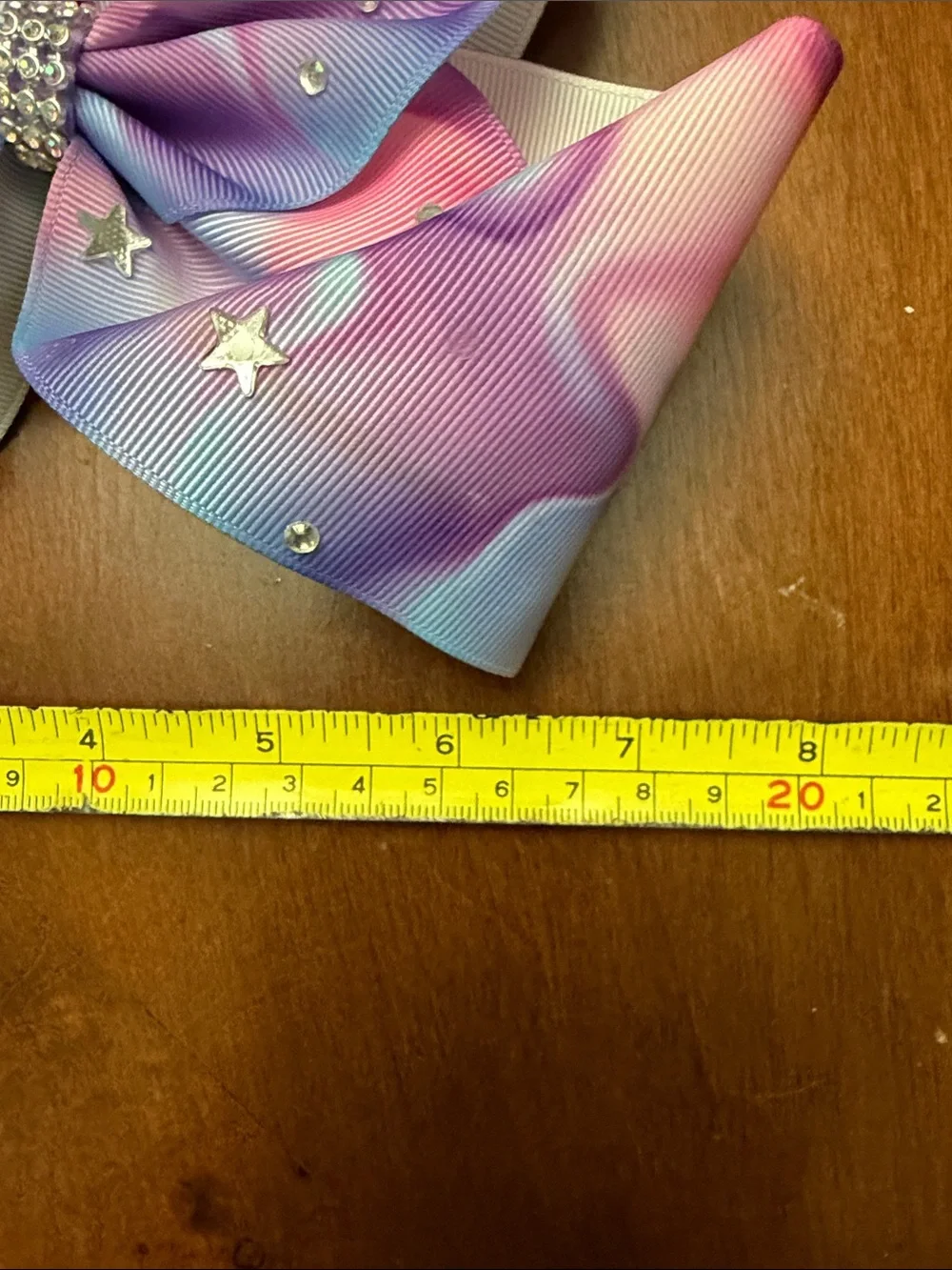 JoJo Siwa Pink Purple Blue Gradient Bow with Rhinestone Center